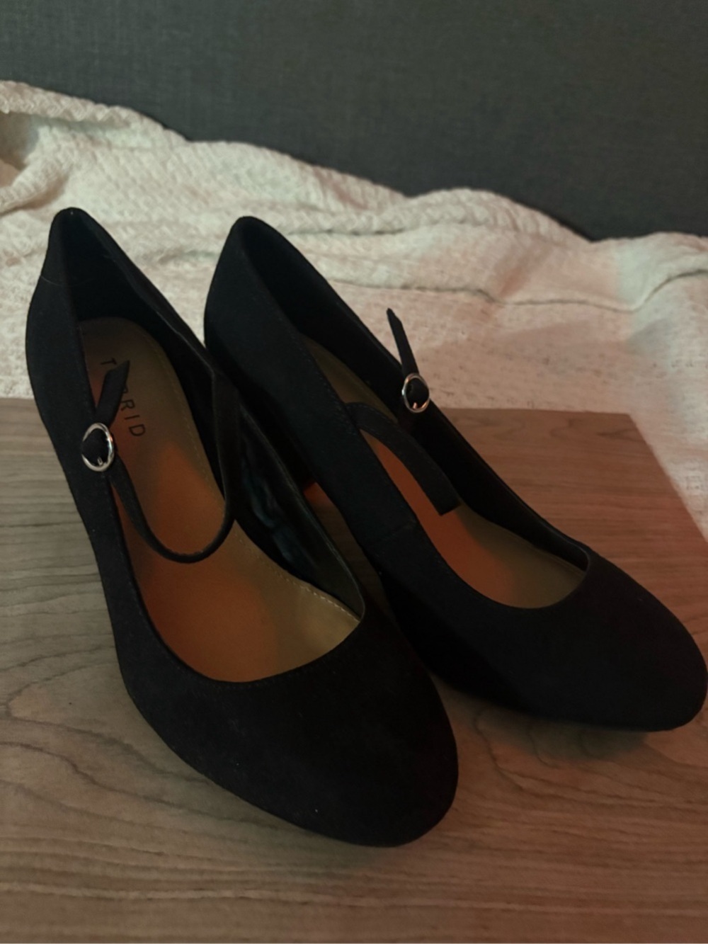 TORRID Black Faux Suede Mary Jane Block Heel Pump